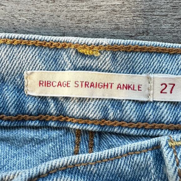 Leiv's Ribcage Straight Ankle Jeans Premium Denim Medium Wash 27 - Picture 8 of 16